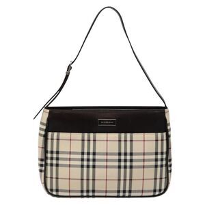 Burberry Nova Check Beige Canvas Shoulder Bag (Pre-Owned)